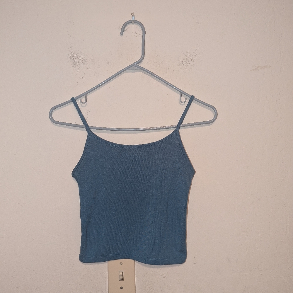 American Eagle Blue Cropped Tank Top Adjustable Straps Size XS
